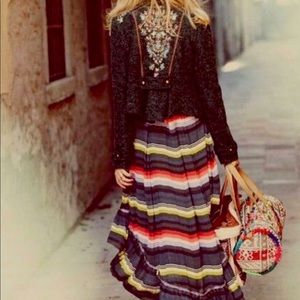 🐘 Free People pleated hi low maxi skirt L🐘